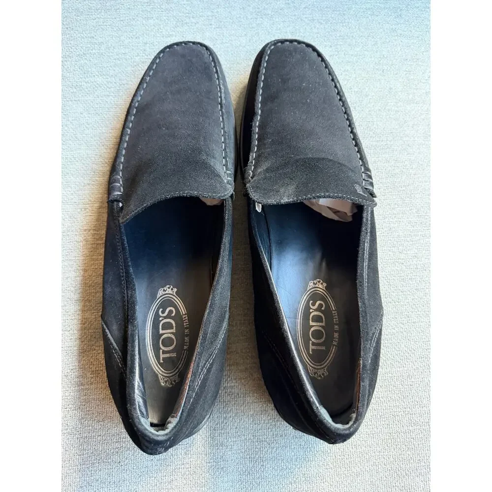 Tod’s Pantofola Quinn Black Suede Loafers Men's 12.5 Preppy